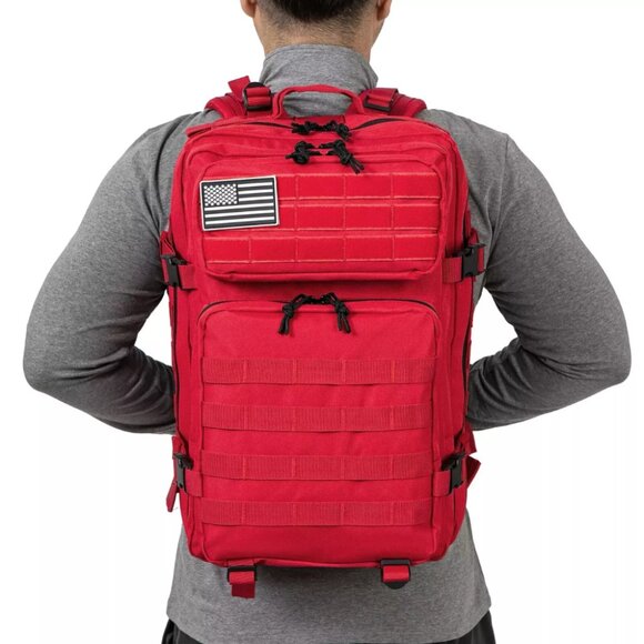 45L Tactical Backpack Red Waterproof Multi Compartment for Hiking, Camping, - Picture 4 of 6